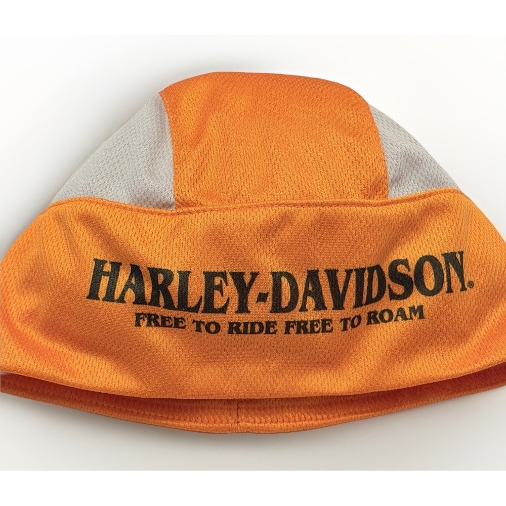 Harley Davidson Skull Cap Adult Free To Ride block Orange Black Dry Fit OS Retro